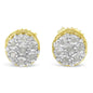 14K Yellow Gold Plated .925 Sterling Silver 1/7 Cttw Diamond Miracle Set Stud Earrings (I-J Color, I3 Promo Clarity)